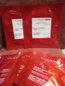 RRP £325 Lot To Contain 2 Brand New Sealed Packets Of Clarins Refreshing Lift Masks And 2 Brand