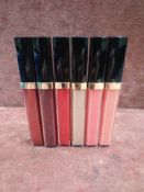 RRP £150 Lot To Contain 6 Testers Of Chanel Rouge Coco Lip Gloss Lip Glosses In Assorted Shades Ex-D