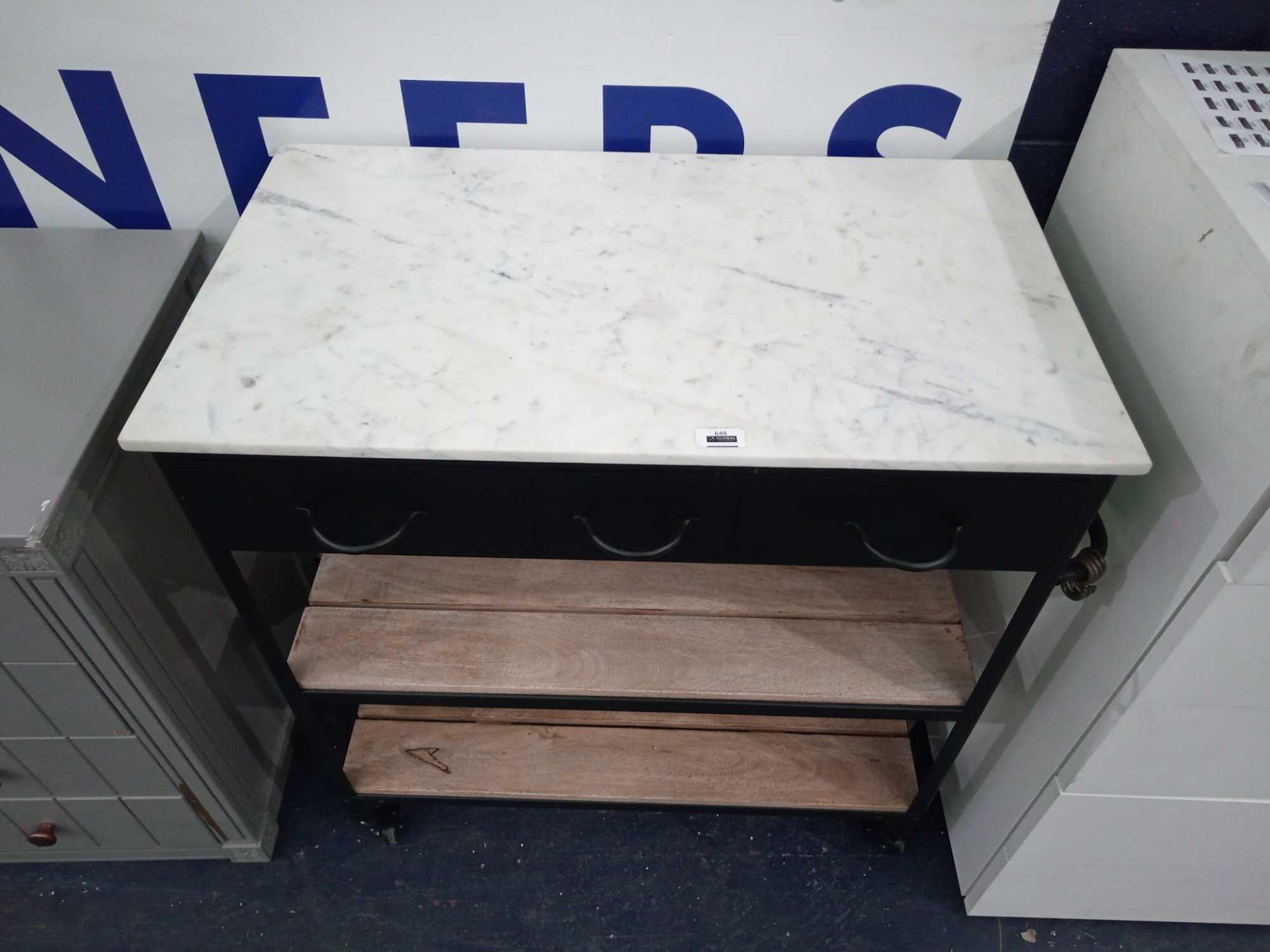 RRP £219 Made.Com White Marble Top 2 Shelf Trolly - Image 2 of 2