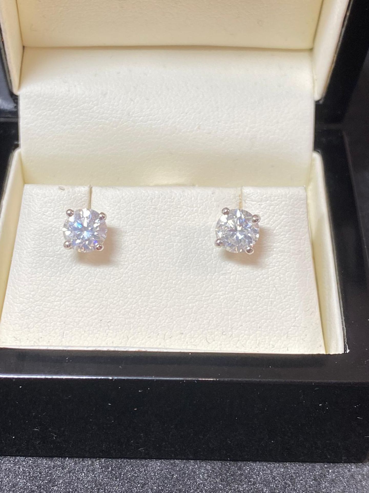 RRP £6000 Pair Of 18ct White Gold Brilliant Cut Diamond Stud Earrings (Appraisals Available On - Image 2 of 3