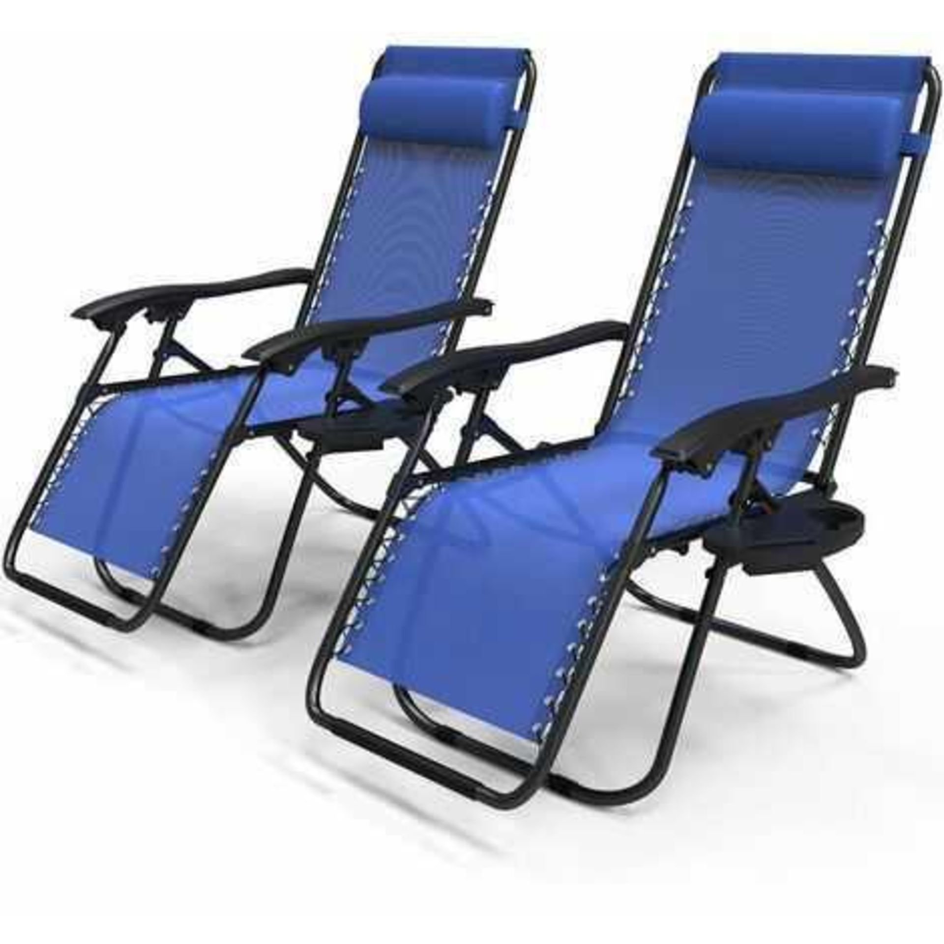 RRP £140 Combined Lot To Contain 2X Unboxed Lazyee Blue Sun Loungers