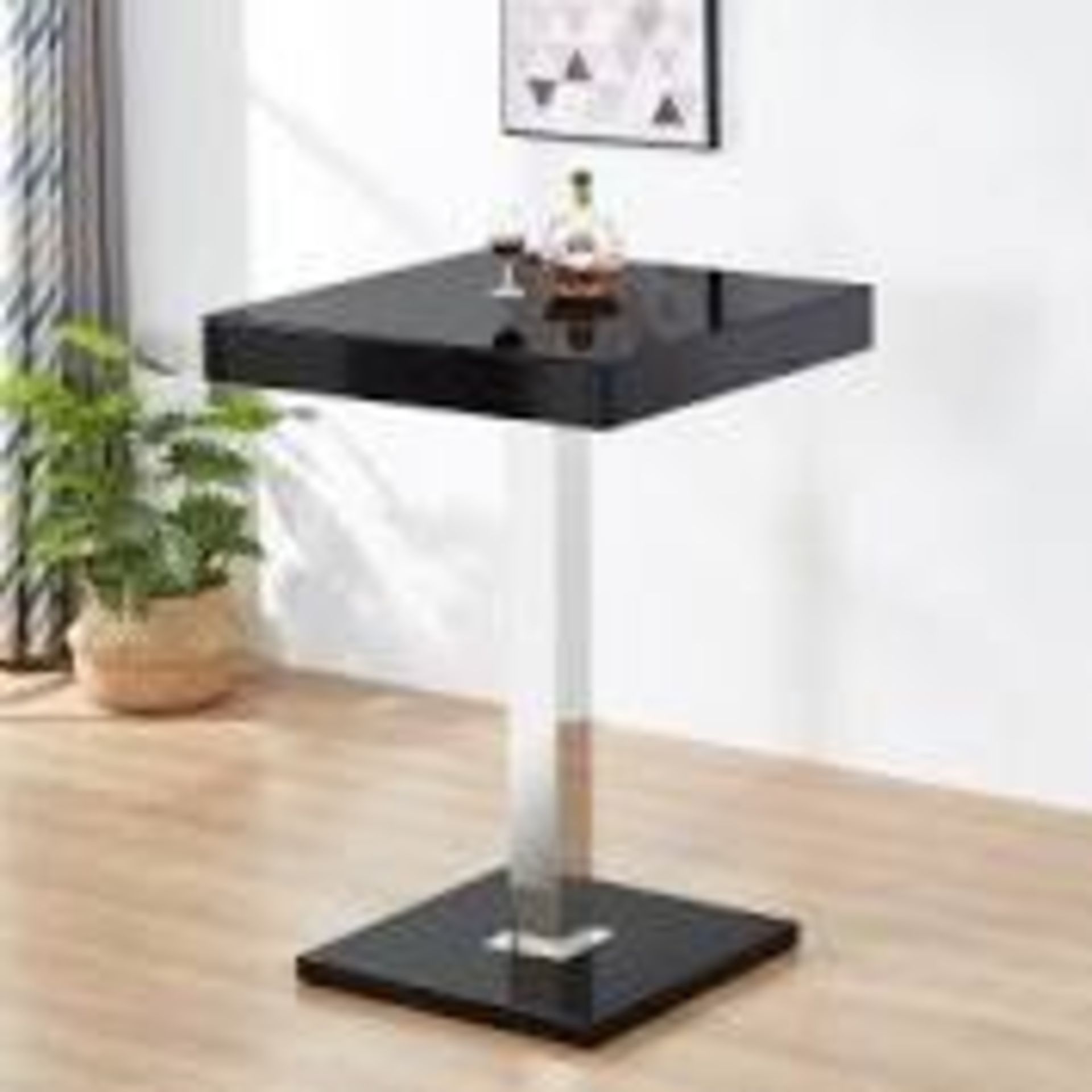 RRP £200 Boxed Topaz Bar Table In Black High Gloss