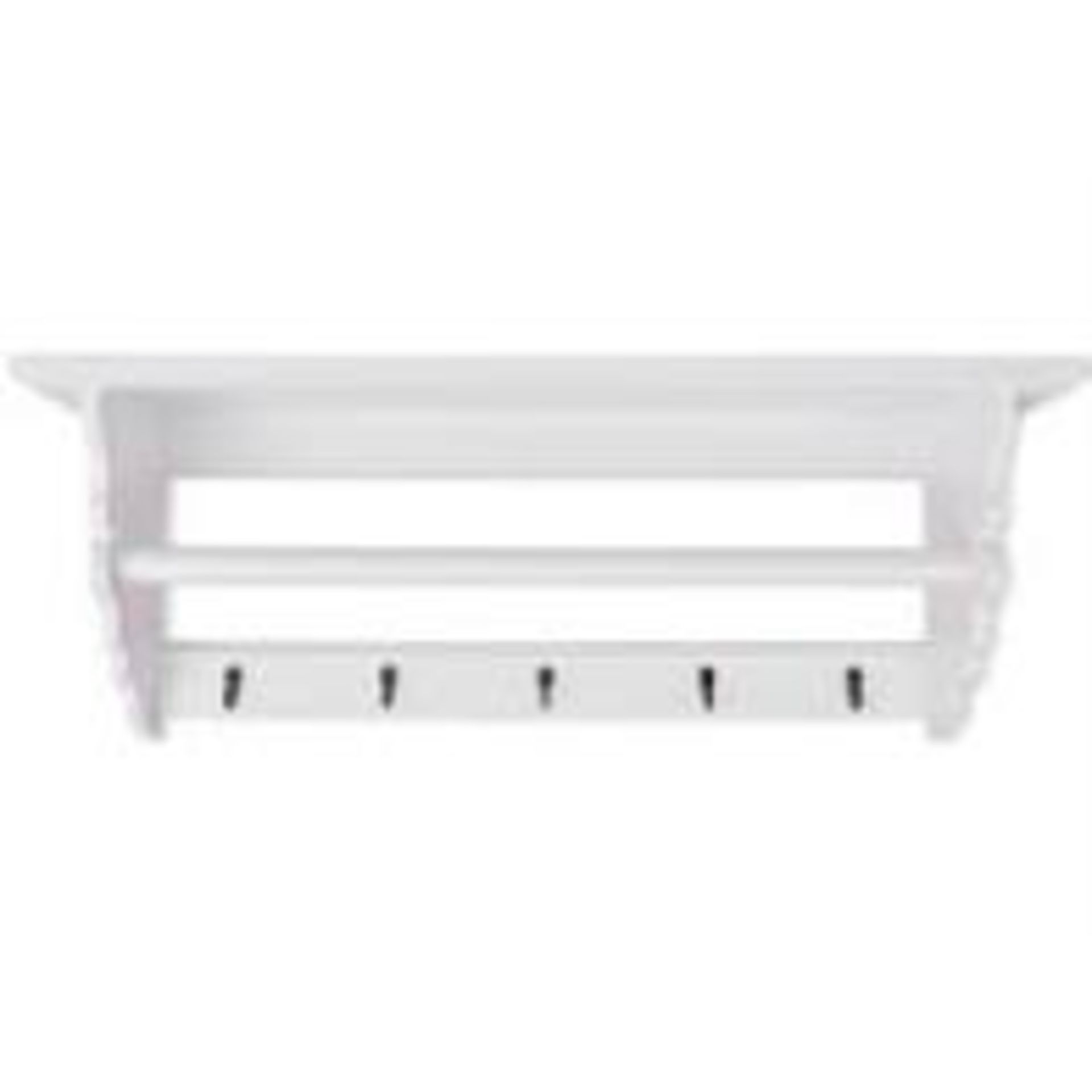 RRP £70 Boxed White /Stainless Steel Look Coat Hook With Shelf And Bar