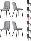 RRP £220 Boxed Pair Henry Light Grey Designer Dining Chairs