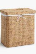 RRP £80 Boxed John Lewis Water Hyacinth Double Linen Bin