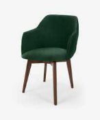 RRP £200 Boxed Made Furniture Lule Office Chair In Pine Green Velvet Fabric Upholstery