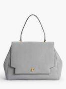 RRP £130 Unbagged John Lewis Ladies Modern Rarity Leather Large Flapover Grab Bag In Colour Grey