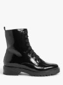 RRP £120 Boxed Pair Of John Lewis Payton Black Patent Leather Boots Size 7