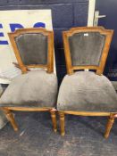 RRP £300 Combined Lot To Contain 2X Unboxed Solid Wood Rustic Oak And Grey Velvet Diving Chairs
