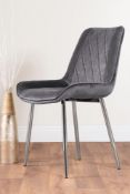 RRP £160 Boxed Pesaro Grey Velvet Silver Leg Luxury Dining Chair