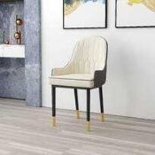 RRP £380 Boxed Pair Of 17 Stories Attley White And Grey Designer Dining Armchairs