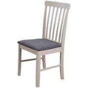 RRP £120 Boxed Pair Of Altona Stone Grey Fabric Upholstered Designer Dining Chairs