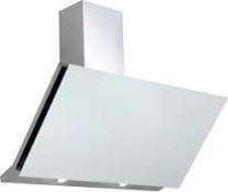 RRP £350 Boxed Stainless Steel And White Glass Ubdahh90W 90Cm Angled Glass Cooker Hood With Integrat