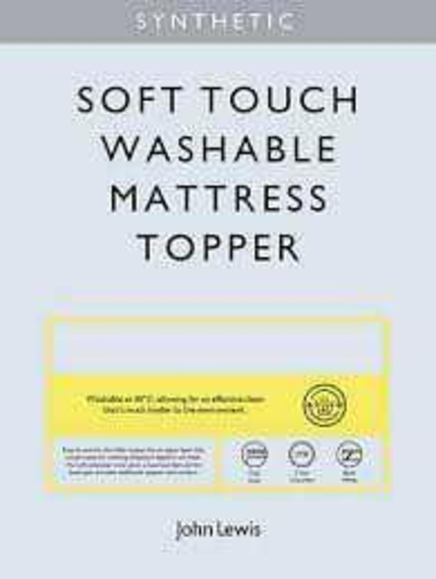 RRP £120 Bagged John Lewis Synthetic Soft Touch Washable Mattress Topper In Super Kingsize