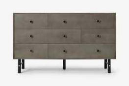 RRP £590 Boxed Mafe Liaka Wide Multi Chest Of Drawers In Grey/Mango Wood