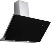 RRP £350 Boxed 90Cm Angled Glass Designer Cooker Hood With Integrated Led Lighting