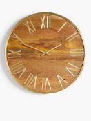 RRP £125 Boxed John Lewis And Partners Wood And Brass Wall Clock With Quartz Accuracy