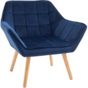 RRP £80 Unboxed Blue Sued Designer Stitch Back Dining Chair