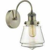 Combined RRP £180 Lot To Contain 3 Boxed Curtis Wall Lights Antique Brass And Champagne Glass