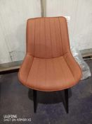 RRP £275 Boxed Pair Of Hallowood Furniture Tan Leather Designer Dining Chairs