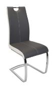 RRP £120 Boxed Pair Of Rimini Natural Oak/Grey Fabric Designer Dining Chairs