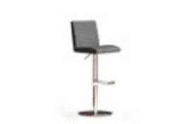 RRP £230 Boxed Lopes Bar Stool In Faux Leather And Stainless Steel Base