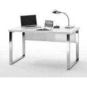 RRP £230 Boxed Sydney Office Desk In High White Gloss And Chrome FrameRRP £230 Boxed Sydney Office D