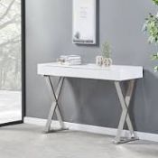 RRP £240 Boxed Mayline White Console Table In High Gloss