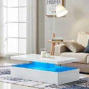 RRP £280 Boxed Quinton Marble Coffee Table White High Gloss With Led