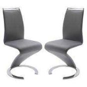 RRP £260 Boxed Summer Z Shape Dining Chair In Grey Faux Leather