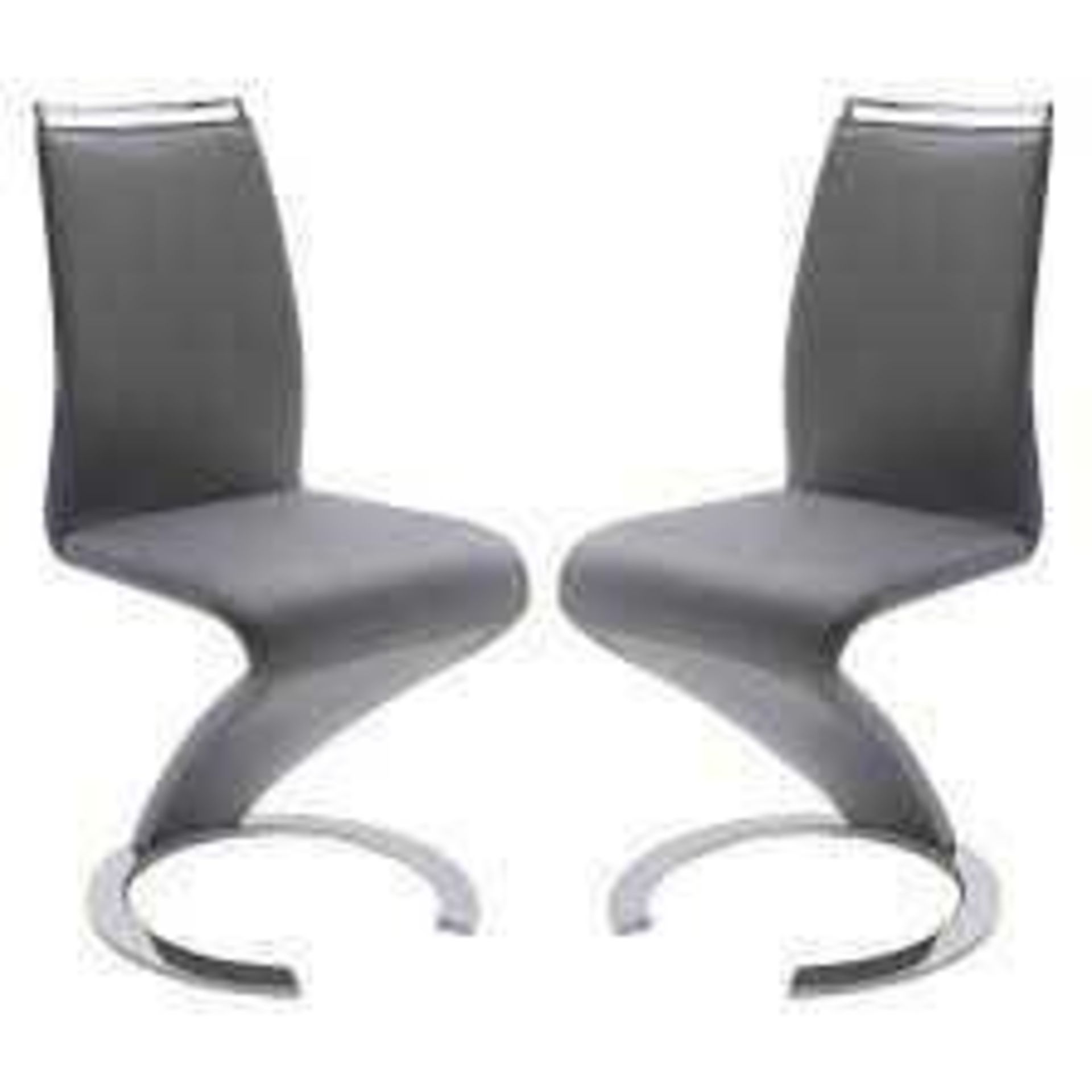 RRP £260 Boxed Summer Z Shape Dining Chair In Grey Faux Leather