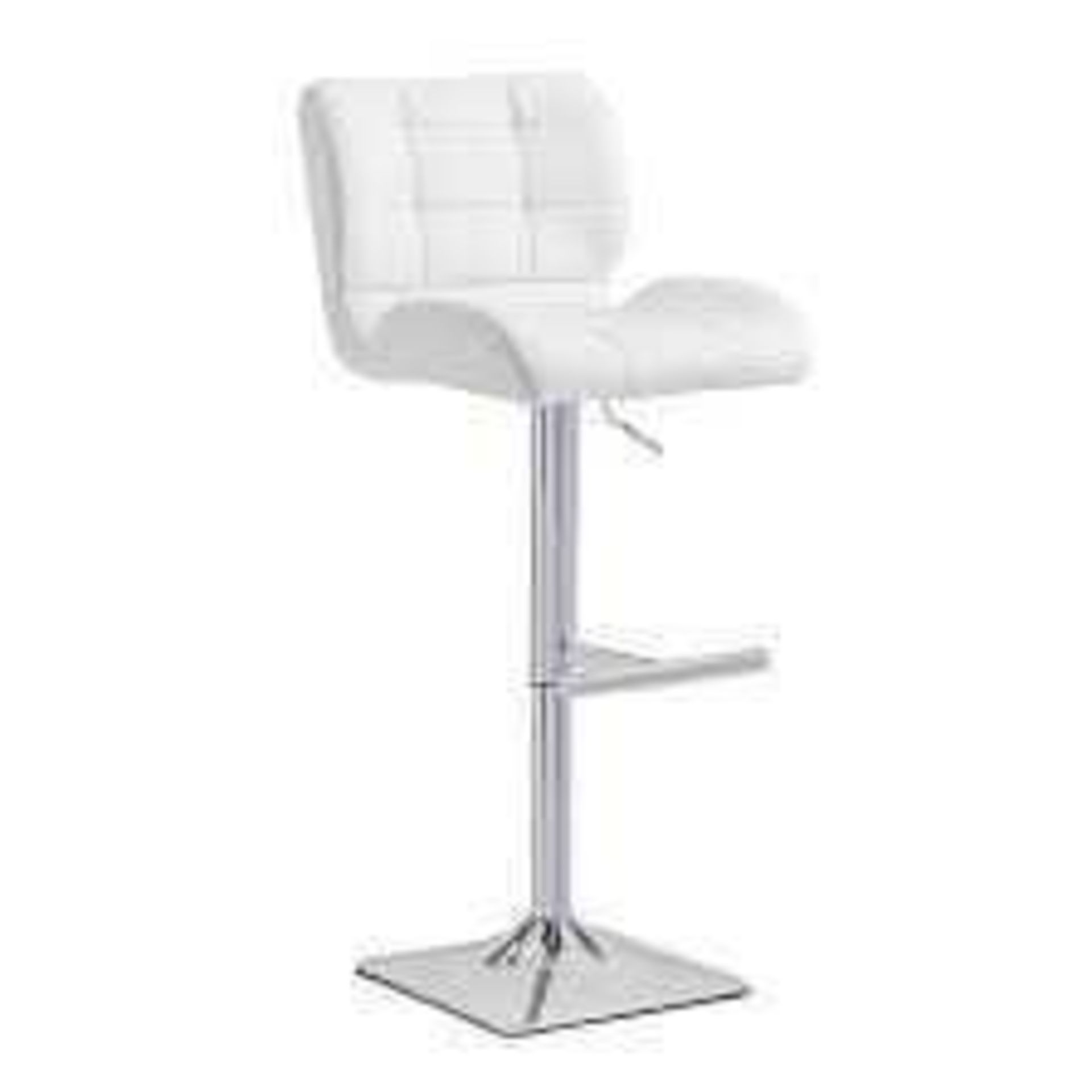 RRP £115 Boxed Candid White Bar Stools In Faux Leather With A Chrome Plated Base