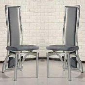 RRP £160 Boxed Pair Of Chicago Grey Dining Chairs RRP £160 Boxed Pair Of Chicago Grey Dining Chairs