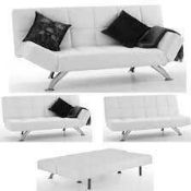 RRP £300 Boxed Venice White Sofa Bed In Faux Leather