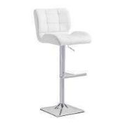 RRP £115 Boxed Candid White Bar Stool In Faux Leather With A Chrome Plated Base