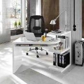 RRP £250 Boxed Sydney Rotating Office Desk In High Gloss White