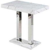 RRP £300 Boxed Vida Marble Effect Bar Table In WhiteRRP £300 Boxed Vida Marble Effect Bar Table In W