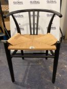 (Ar) RRP £180 Combined Lot To Contain 3X Designer Black Wood And Natural Hand Woven Rattan Seating C