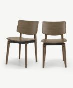 (Ar) RRP £170 Boxed Mellor Set Of 2 Dining Chairs, In Dark Stained Oak And Textured Charcoal.