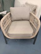 RRP £400 Combined Lot To Contain 2X Unboxed John Lewis Beige Netted Lace Garden Chairs With Grey Ste