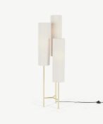 RRP £150 Boxed Made Furniture Lance White And Brushed Brass Designer Floor Lamp