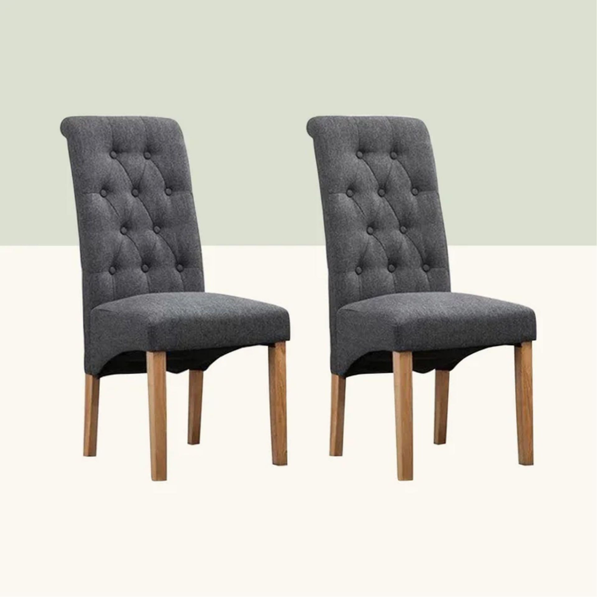 RRP £200 Boxed Pair Of Hykkon Anya Tufted Linen Side Chairs