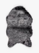 (Ar) RRP £95 Unbagged John Lewis And Partners Faux Fur Sheepskin Rug, In Fox Black (No Tag Id).