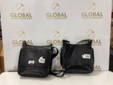 RRP £150 Lot To Contain 2 Assorted Ladies Black Leather Mini Cross Body Hand Bags