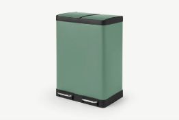 (Ar) RRP £100 Boxed Colter 60L, Soft Close Double Recycling Pedal Bin, X2 30L, Green.