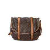 RRP £1400 Louis Vuitton Saumur Double Straps Shoulder Bag in Brown Coated Canvas - AAQ0043 - Grade B