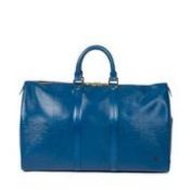RRP £1330 Louis Vuitton Keepall Black Stitching Travel Bag in Blue - AAQ4072 - Grade AB Please