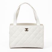 RRP £2800 Chanel Front Logo Compartment Tote Handbag In White - AAP9434 - Grade AB Please Contact Us