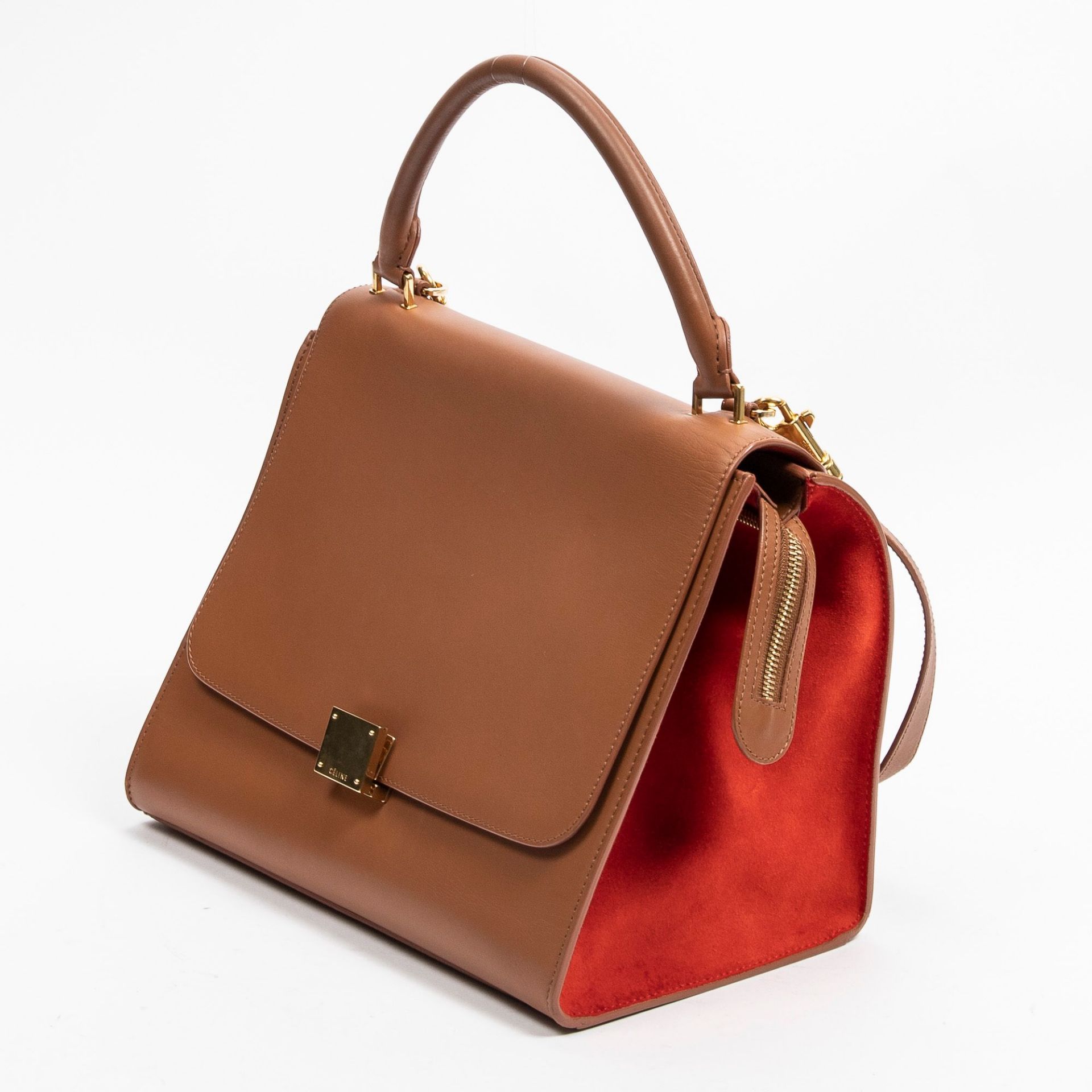 RRP £2500 Celine Medium Trapeze Shoulder Bag in Brown and Red - AAQ6873 - Grade A Please Contact - Image 2 of 3