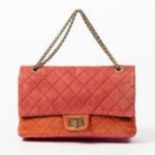 RRP £4500 Chanel Tricolour Reissue Mademoiselle Jumbo Double Shoulder Bag in Red/Orange/Pink -